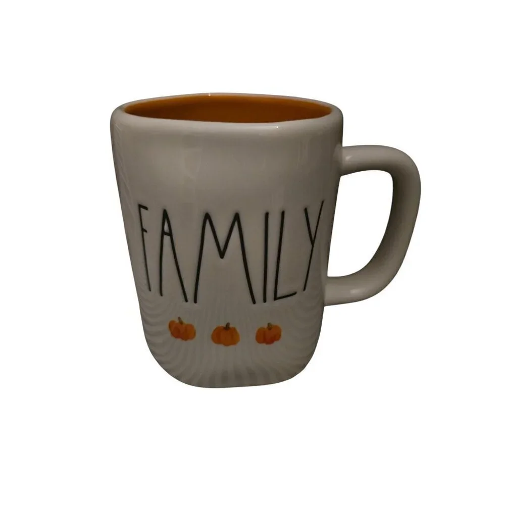 Rae Dunn Family Pumpkin Icon Coffee Mug Orange Interior